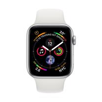 Apple WATCH Series 4 44mm GPS Aluminiumgehäuse Silber mit Sportarmband Weiß