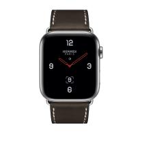 Apple WATCH Series 4 Hermès 44mm GPS+Cellular Edelstahlgehäuse silber Single Tour Barenia-Lederarmband mit Faltschließe Ebene
