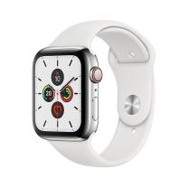 Apple WATCH Series 5 44mm GPS+Cellular Edelstahlgehäuse Silber Sportarmband Weiß