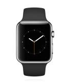 Apple WATCH 1. Generation 42mm silbernes Edelstahlgehäuse schwarzes Sportarmband