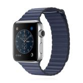 Apple WATCH Series 2 42mm silbernes Edelstahlgehäuse mit blauem Lederarmband