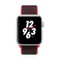 Apple Watch Series 3 Nike+ 42mm GPS + Cellular Aluminium Silber Sport Loop Bright Crimson Black