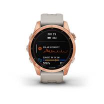 Garmin Fenix 7S Solar Roségold mit beigenfarbenem Armband