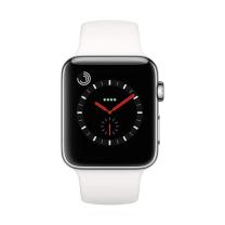 Apple Watch Series 3 42mm GPS+Cellular Edelstahl Silber Sportarmband Weiß