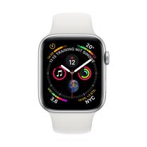 Apple WATCH Series 4 40mm GPS+Cellular Edelstahlgehäuse Silber Sportarmband Weiß